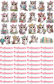 Arte DTF UV - Corujinhas e professora